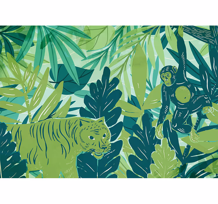 Mural de selva aventura animal tropical - TenVinilo