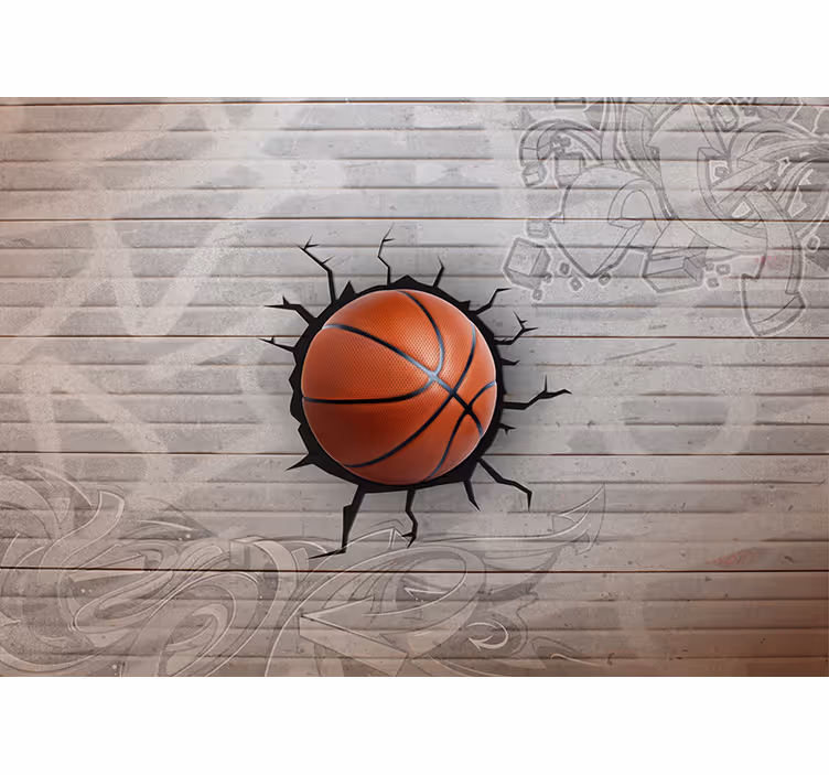 Mural 3d pared Grafiti de baloncesto - TenVinilo