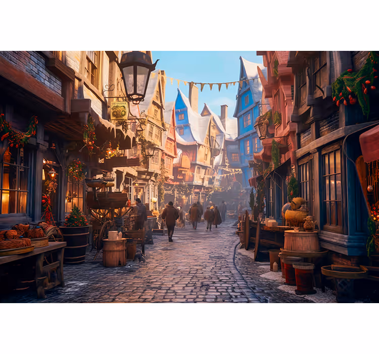 Fotomural fantasía ciudad de los magos - TenVinilo