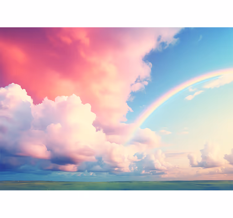 Fotomural infantiles cielo nublado con arcoiris - TenVinilo