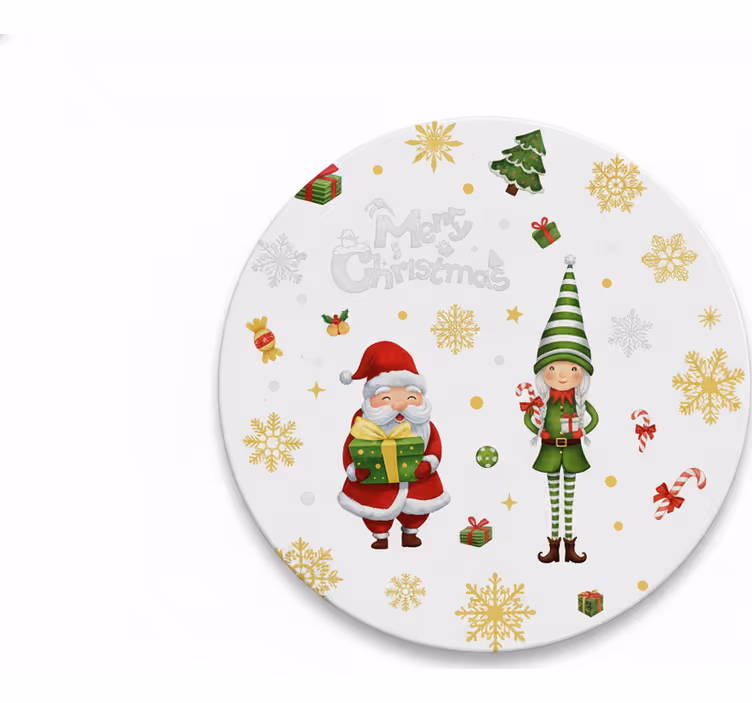 Posavasos navideño santa con duende - TenVinilo