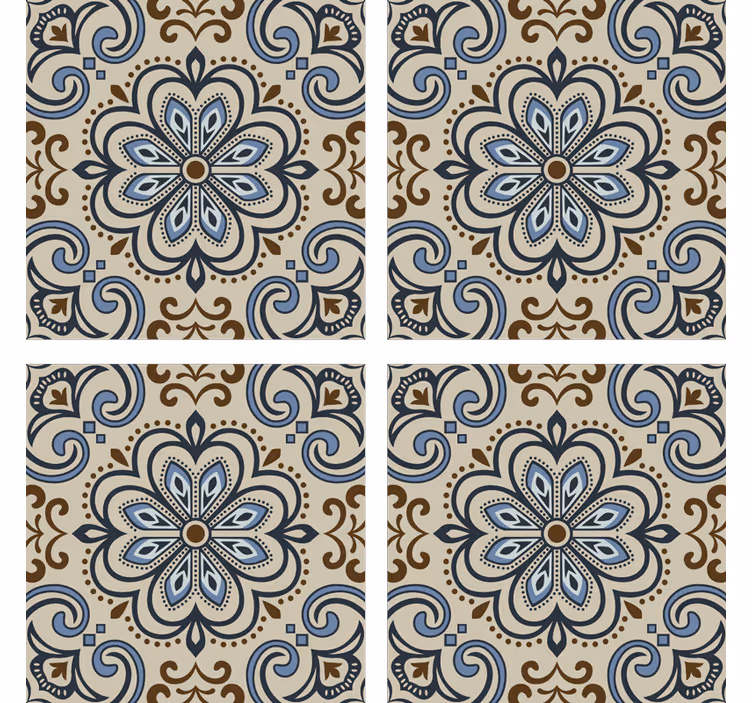 Posavasos estampado de azulejos florales - TenVinilo