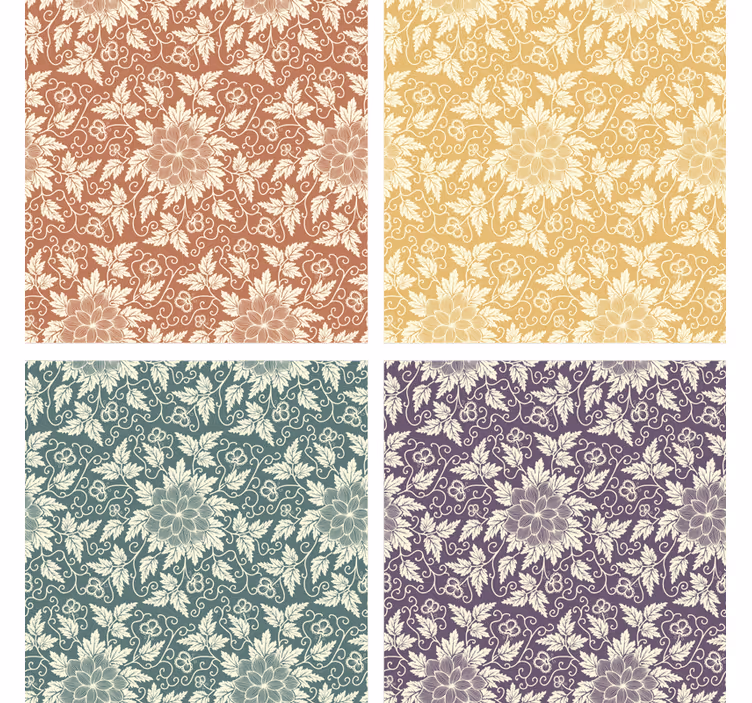 Posavasos vintage de azulejos cuadrados florales - TenVinilo