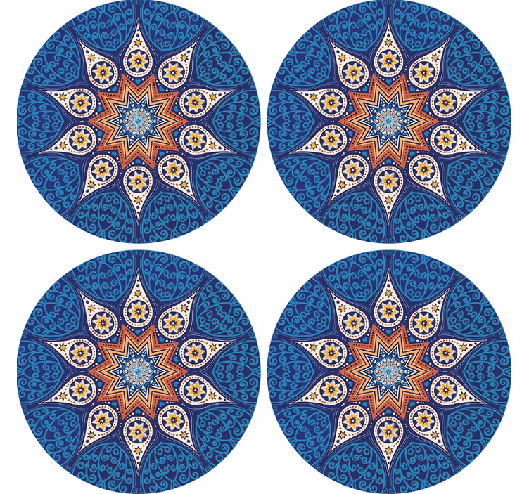 Posavasos diseño intrincado de mandala azul - TenVinilo