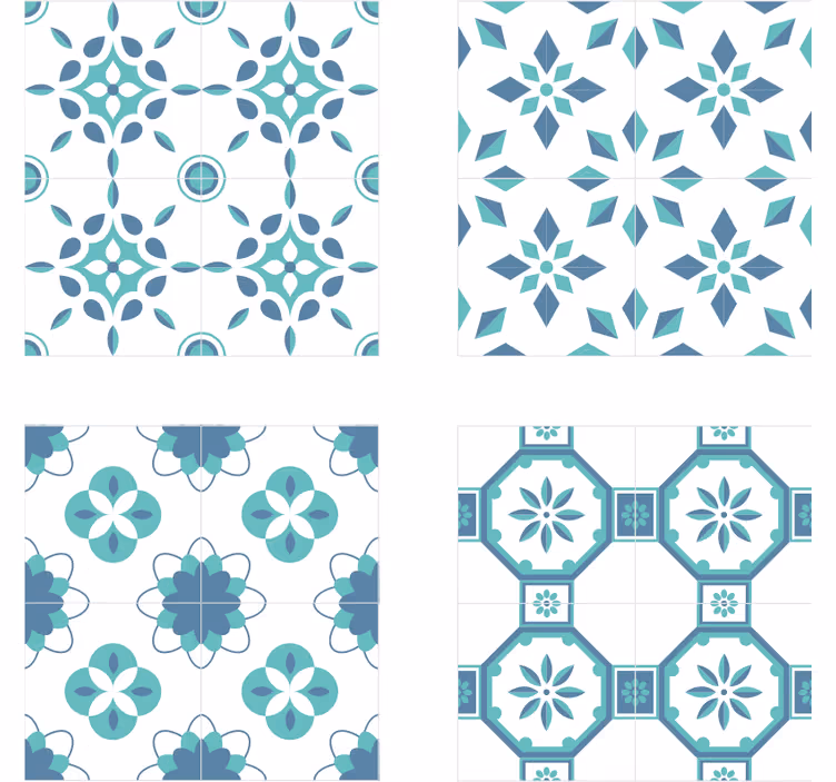 Posavasos de azulejo con diseño floral - TenVinilo