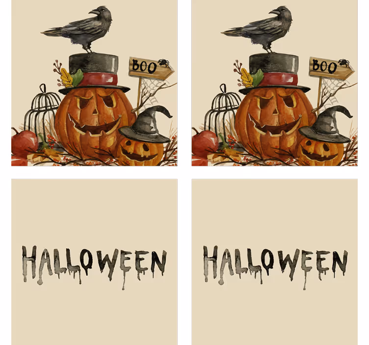 Posavasos halloween escena de calabazas y cuervos - TenVinilo