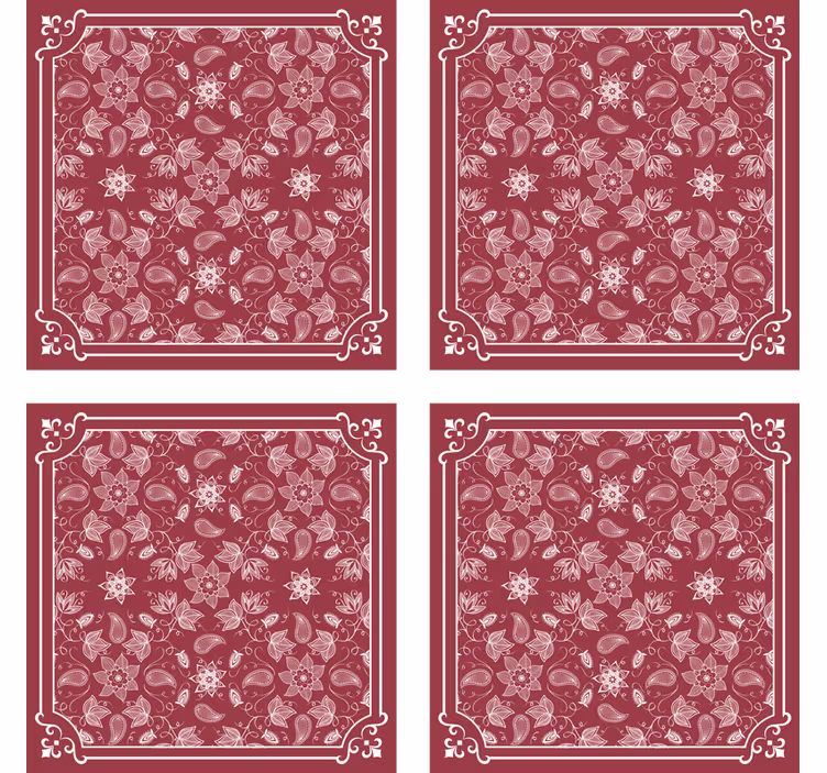 Posavasos vintage azulejo con patrón floral - TenVinilo