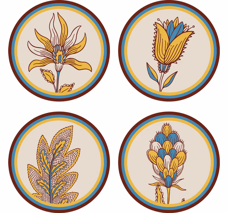 Posavasos conjunto de motivos florales - TenVinilo