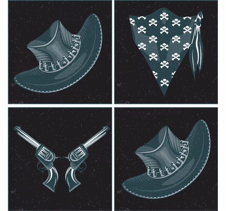 Posavasos cowboy con revólver y vaqueros - TenVinilo