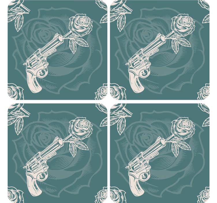 Posavasos cowboy revólver disparando rosa - TenVinilo