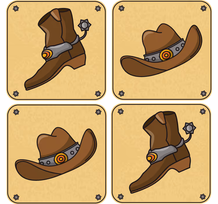 Posavasos frikis sombrero de vaquero y bota - TenVinilo