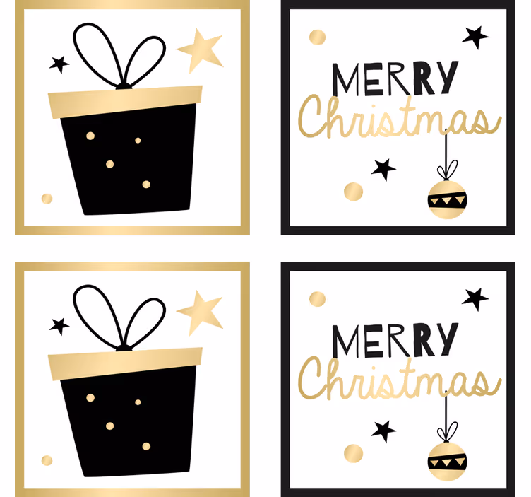 Posavasos navideño diseño de regalo feliz - TenVinilo