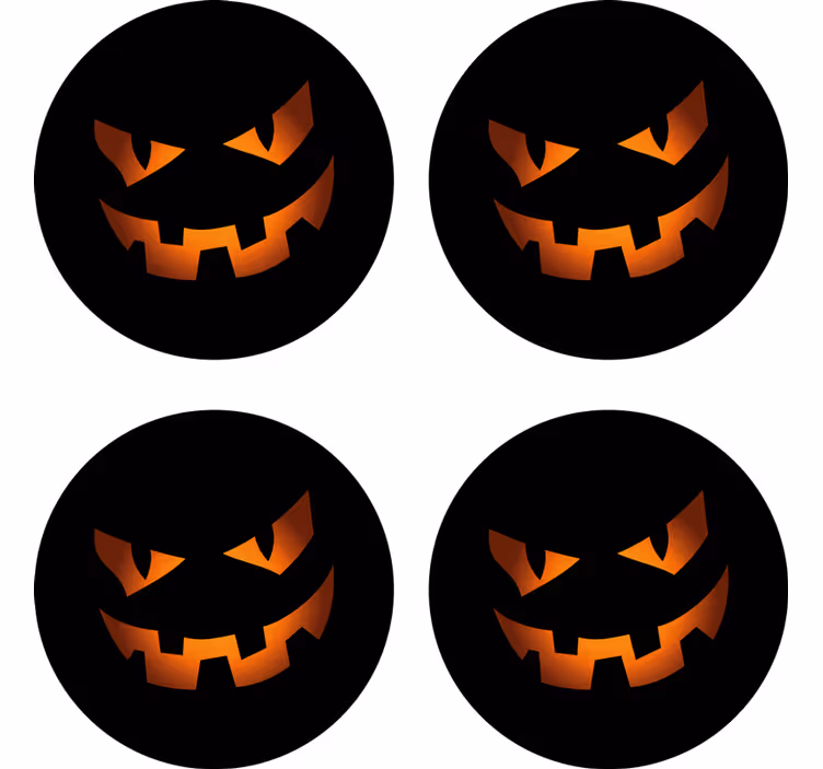 Posavasos halloween set de caras de calabaza - TenVinilo