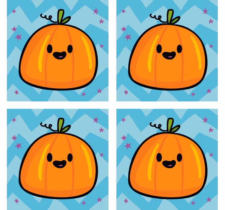 Posavasos infantil azul calabaza feliz - TenVinilo