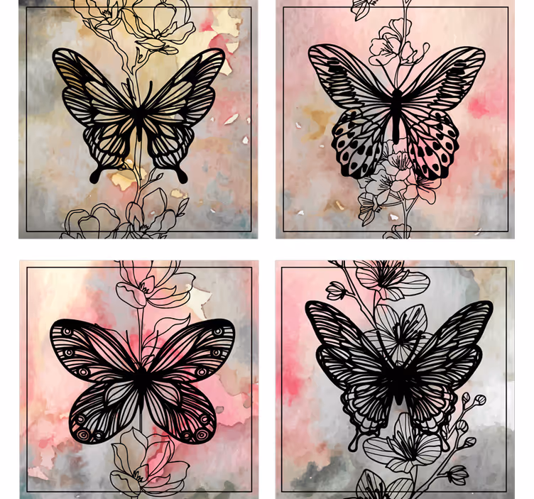 Posavasos moderno motivo de mariposas elegante - TenVinilo