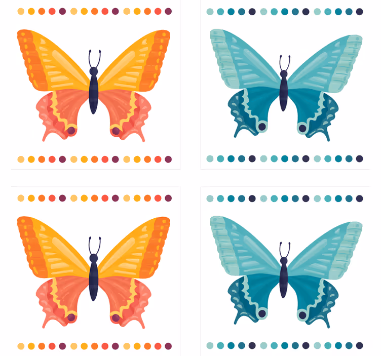 Posavasos frikis patrones de mariposas coloridas - TenVinilo