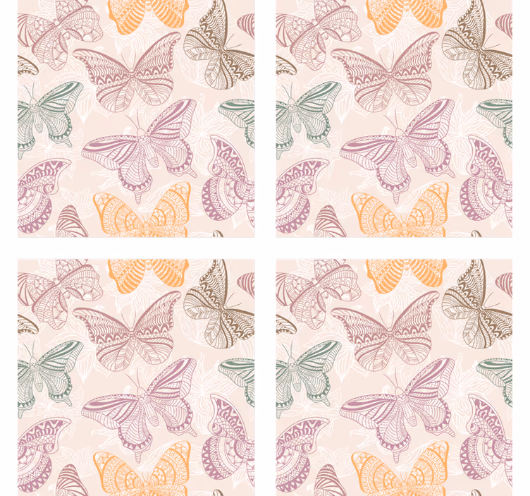 Posavasos con detalles intrincados de mariposas - TenVinilo