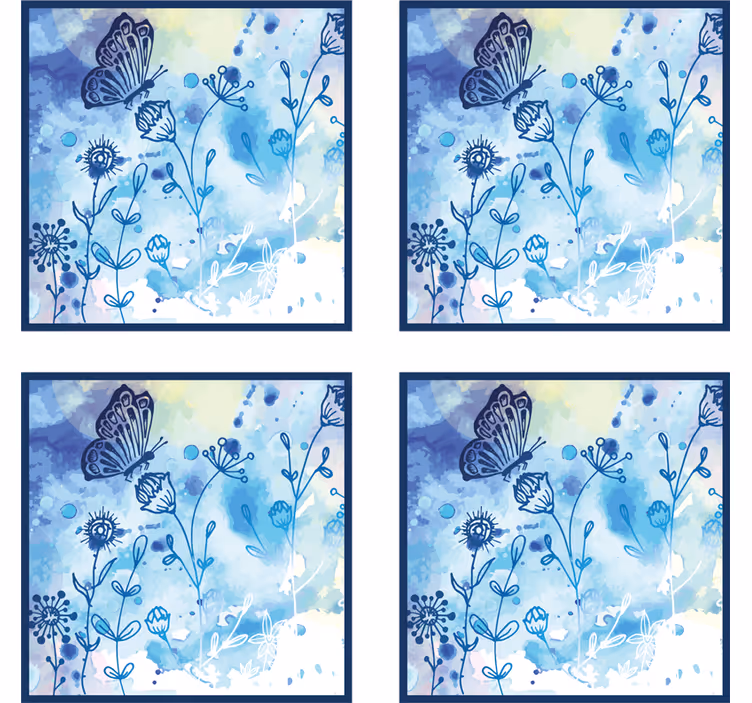 Posavasos motivo acuarela floral - TenVinilo