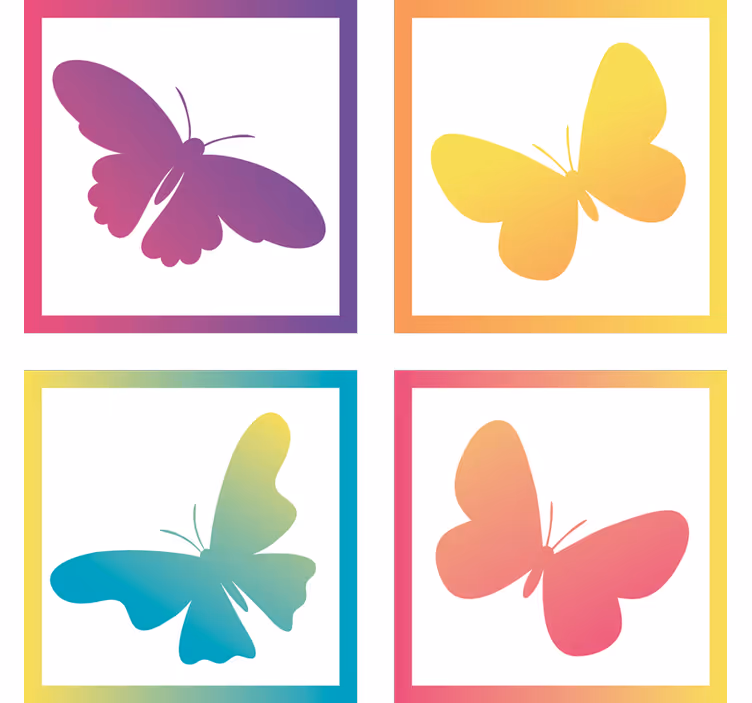 Posavasos moderno siluetas de mariposas en tonos vibrantes - TenVinilo