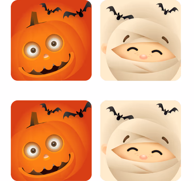 Posavasos halloween calabaza y momia alegres - TenVinilo