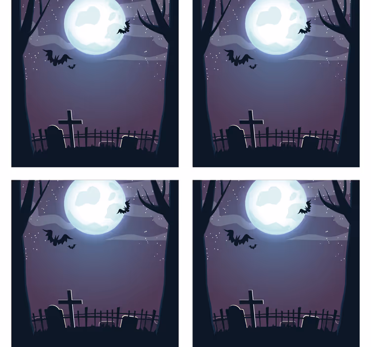 Posavasos halloween escena nocturna espeluznante - TenVinilo