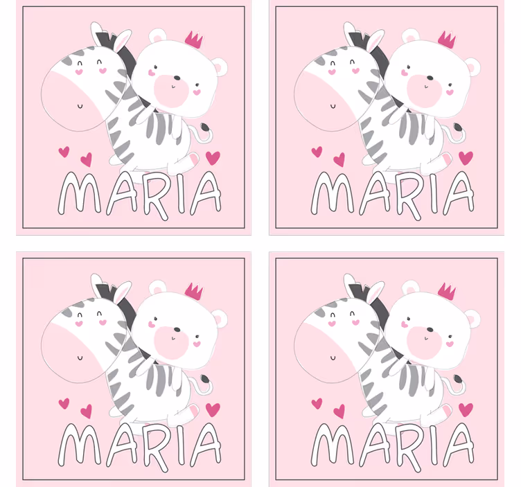 Posavasos personalizable dúo de osito y cebra - TenVinilo