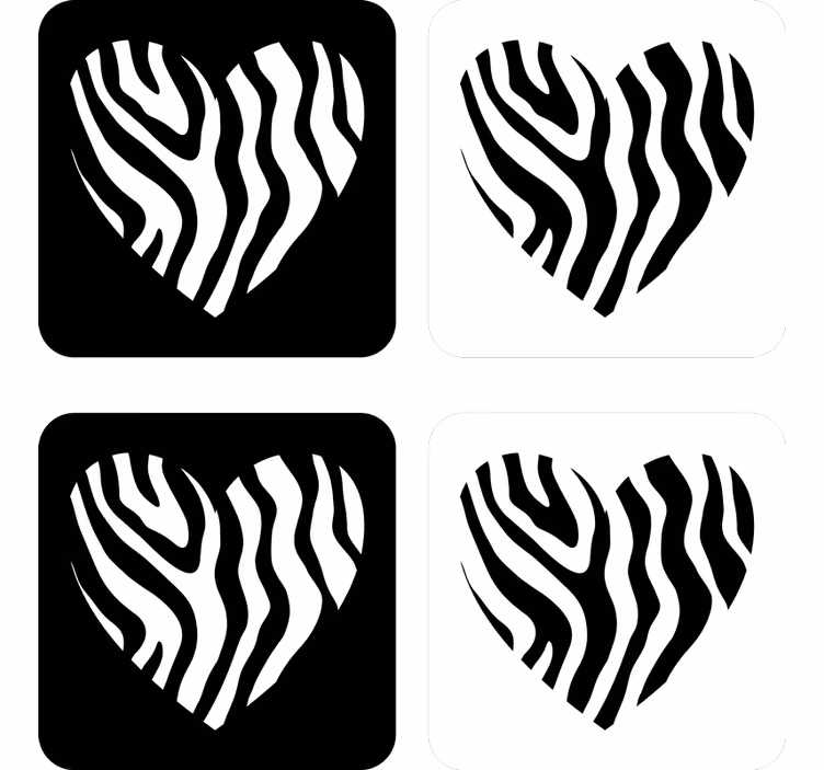 Posavasos modernos Corazones con estampado de cebra - TenVinilo