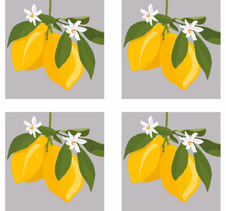 Posavasos moderno limones amarillos con hojas - TenVinilo