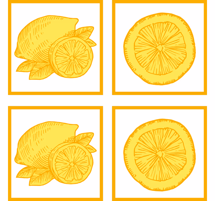 Posavasos ilustraciones de frutas cítricas - TenVinilo