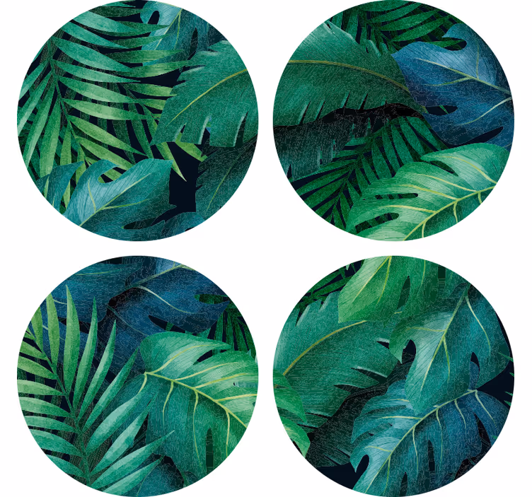 Posavasos modernos Posavasos de hojas verdes diferentes - TenVinilo