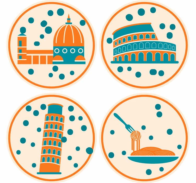 Iconos de colores italianos más posavasos - TenVinilo