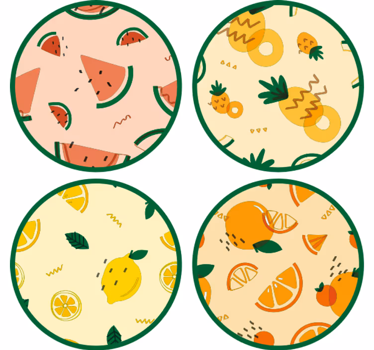 Posavasos frikis de patrones de frutas tropicales - TenVinilo