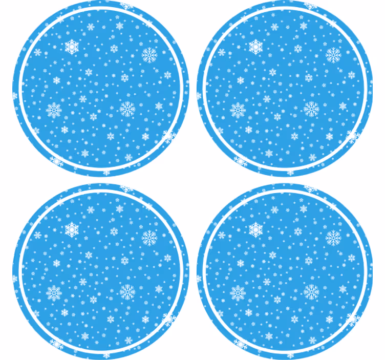 Posavasos navideño patrón de copos de nieve redondo - TenVinilo