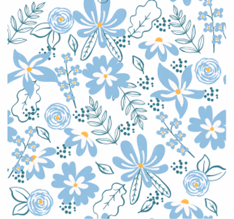 Posavasos moderno Diferente forma de flores azules - TenVinilo