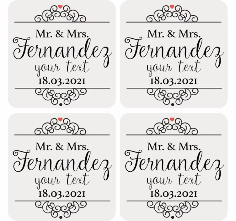 Posavasos boda Señor y señora - TenVinilo