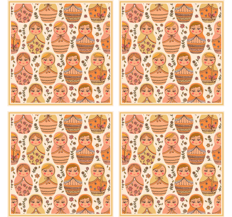 Posavasos frikis patrón colorido de matryoshkas - TenVinilo