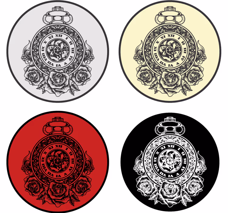 Posavasos vintage reloj de bolsillo con rosas - TenVinilo