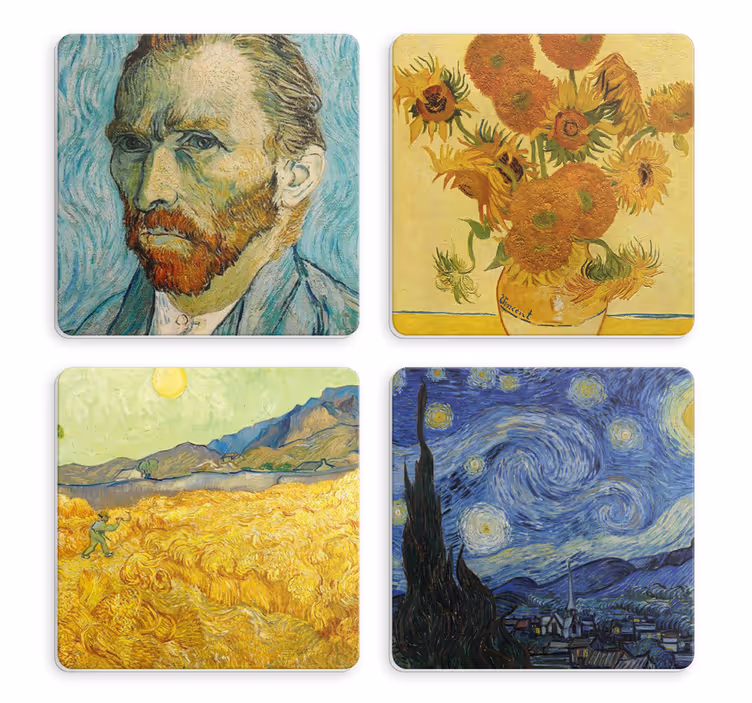 Posavasos vintage retrato de vincent y girasoles - TenVinilo