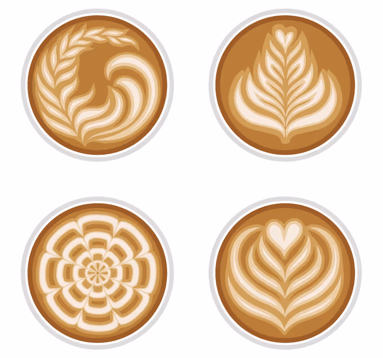Posavasos frikis con patrones de arte latte - TenVinilo