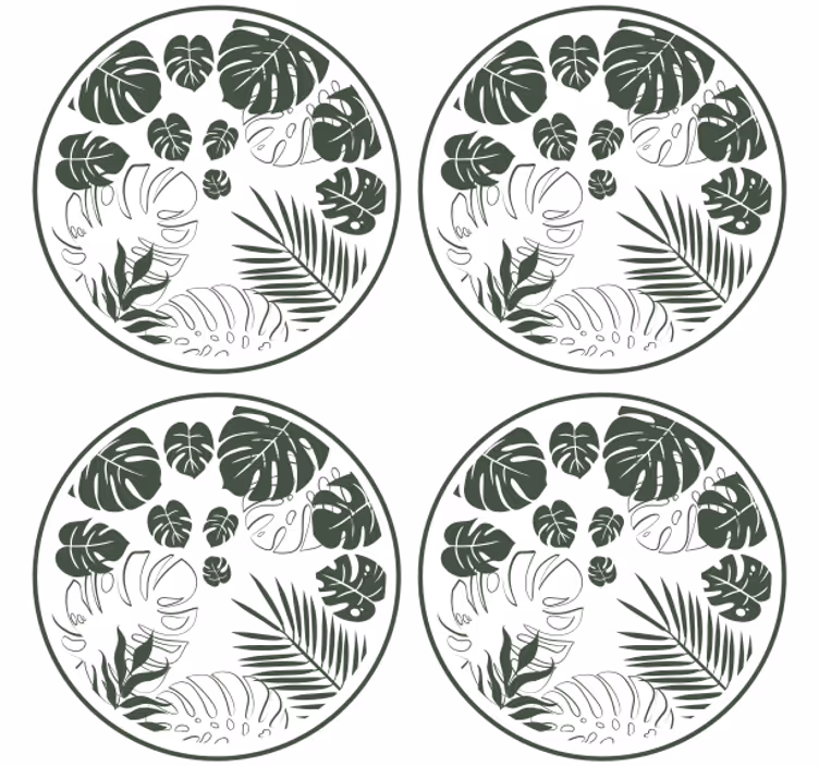 Posavasos motivo circular de verde exuberante - TenVinilo