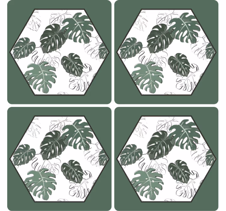 Posavasos patrón de hojas hexagonales - TenVinilo