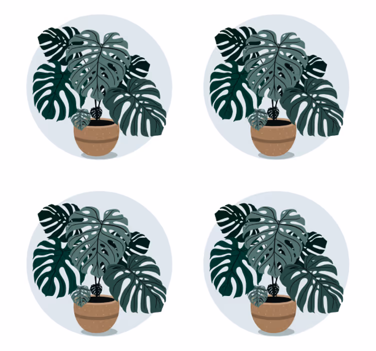 Pequeña planta en maceta más posavasos - TenVinilo