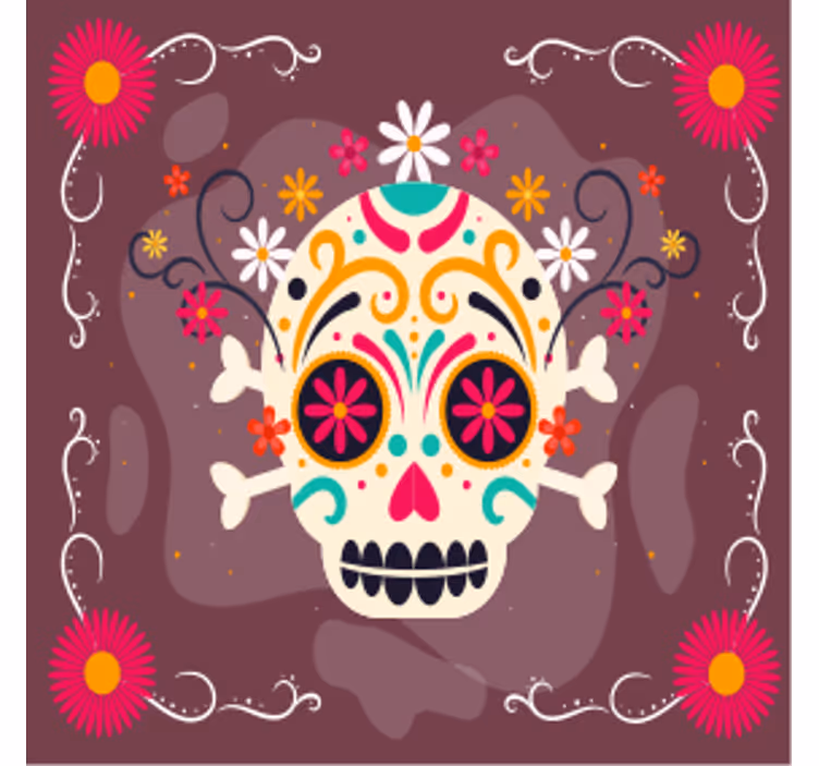 Posavasos halloween motivo de calavera colorida - TenVinilo