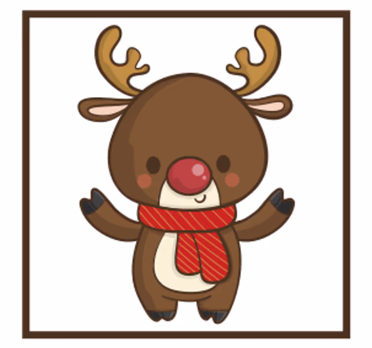 Posavasos navideño reno alegre con bufanda - TenVinilo
