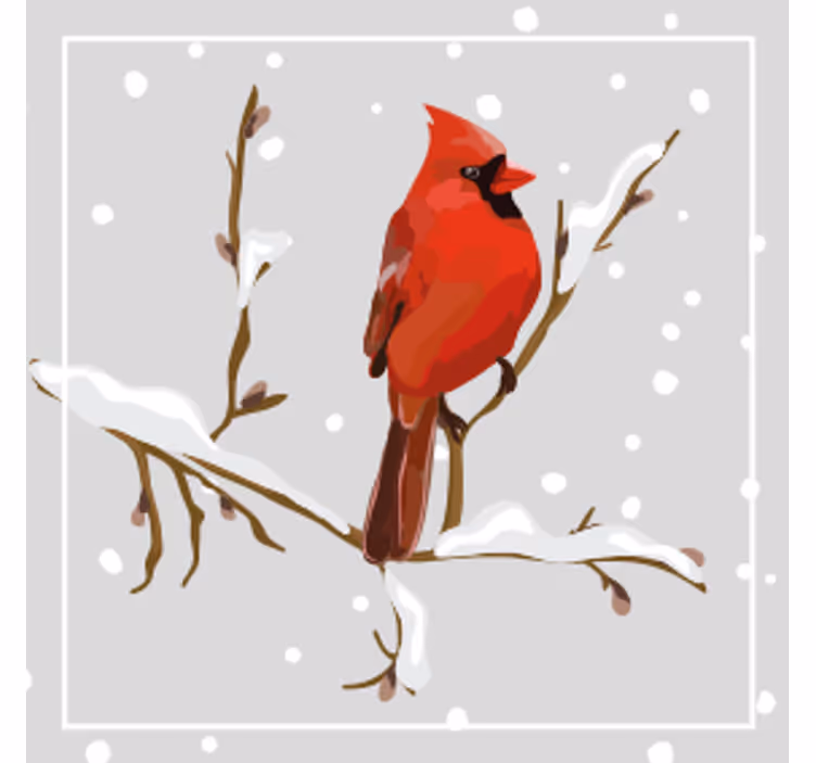 Posavasos navideño cardenal en rama nevado - TenVinilo