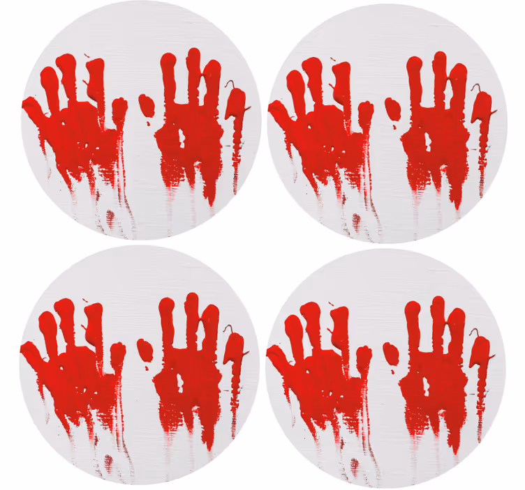 Posavasos halloween patrón de manos rojas - TenVinilo
