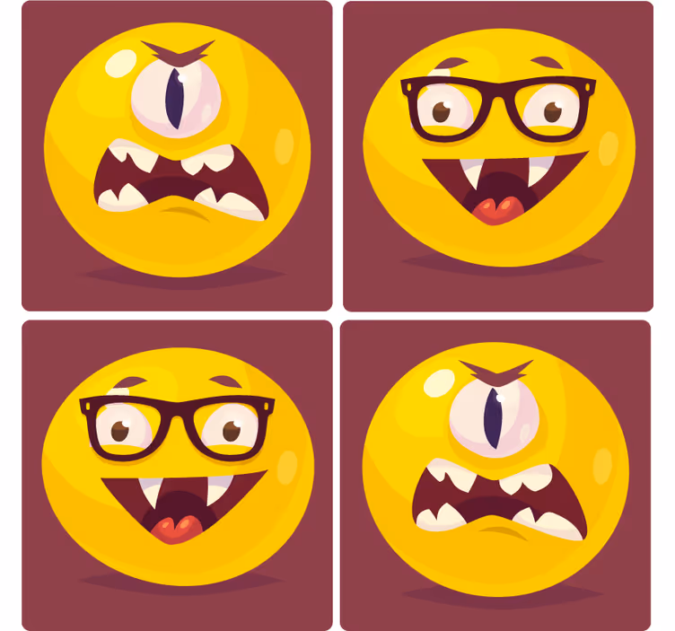 Posavasos frikis caras sonrientes caprichosas - TenVinilo