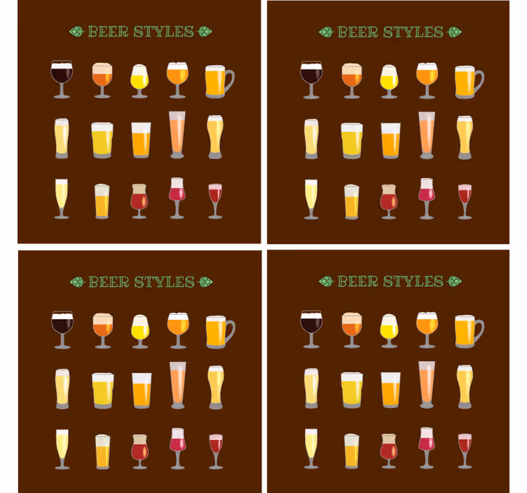 Posavasos cerveza variedad de copas de cerveza - TenVinilo