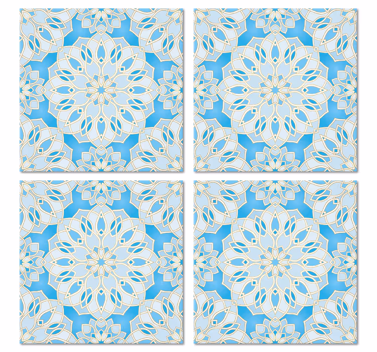 Posavasos azulejo Mandala azul delicado - TenVinilo