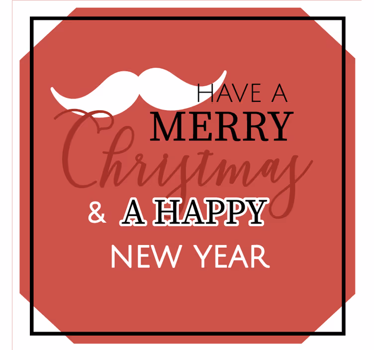 Posavasos navideño Feliz año nuevo bigote de santa - TenVinilo